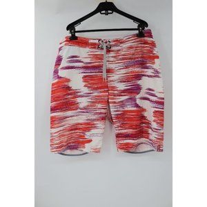 Tommy Bahama Orange Purple White Abstract Board Shorts - 38
